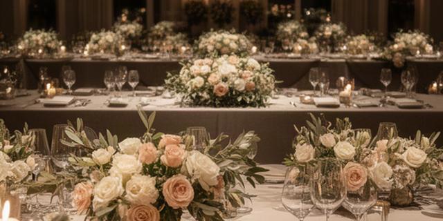 Centros de mesa florales para una cena de gala benéfica en Sotogrande con iluminación cálida